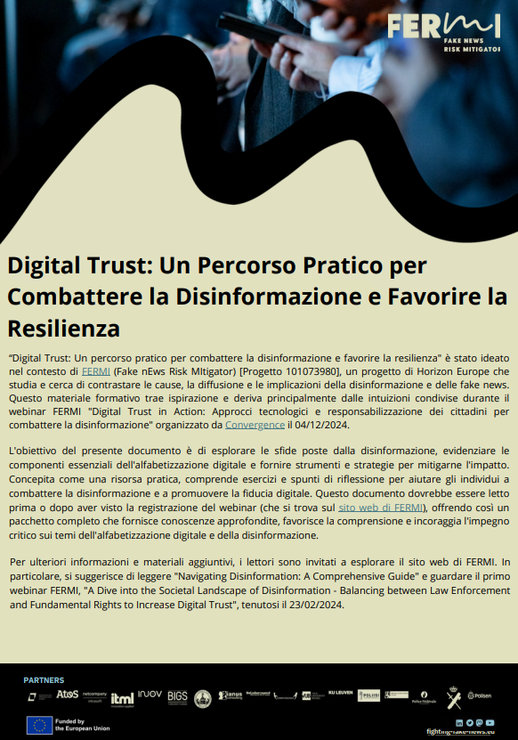 Digital Trust: Un Percorso Pratico per Combattere la Disinformazione e Favorire la Resilienza